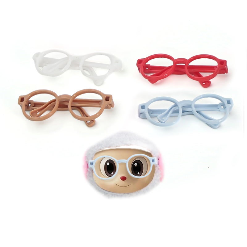Moruiero 4PCS Glasses for LABUBU 15-17cm Doll, Red, White, Blue, and Brown Four Colors of Decorative Glasses. - Image 1